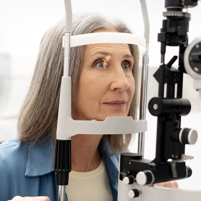 senior woman at an eye exam